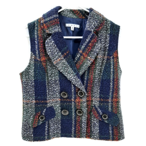 Cabi tweed double breasted vest  sz medium - Picture 2 of 9